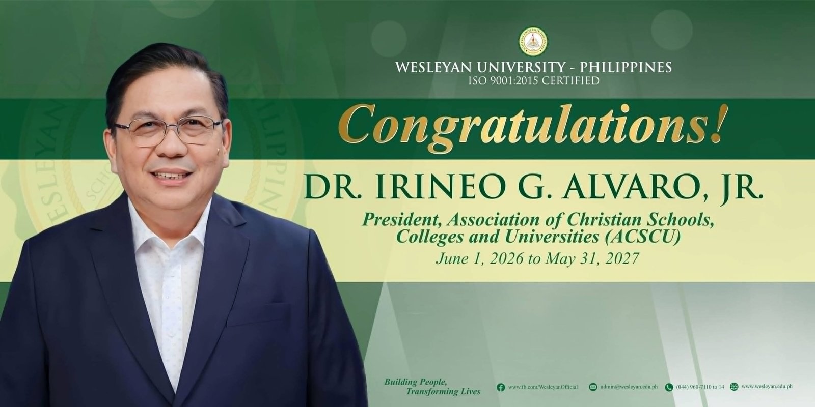 DR. IRINEO ALVARO JR.’S ELECTION AND THE FUTURE OF CHRISTIAN ACADEMIC LEADERSHIP